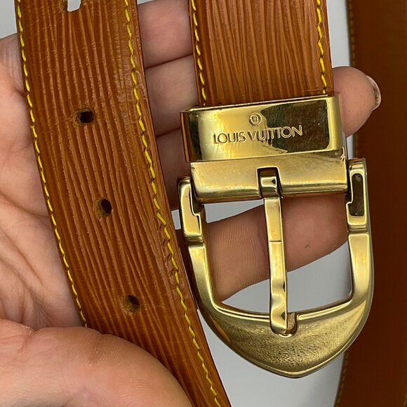 Louis Vuitton Women's Epi Brown Belt x Gold Size XS 85/34 - GENTLY USED - Picture 1 of 6